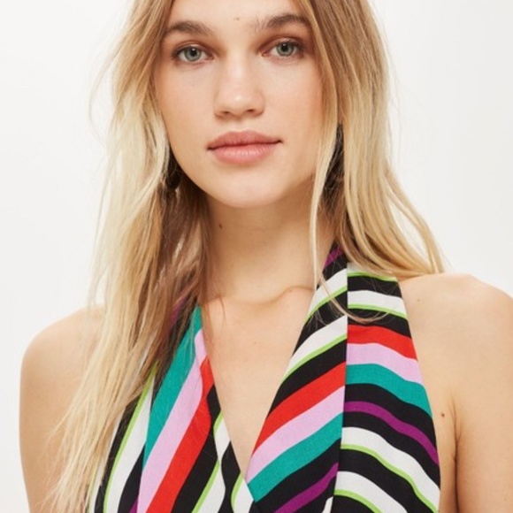 Topshop Multicolor Rainbow Stripe Maxi Dress NWOT - Picture 4 of 8